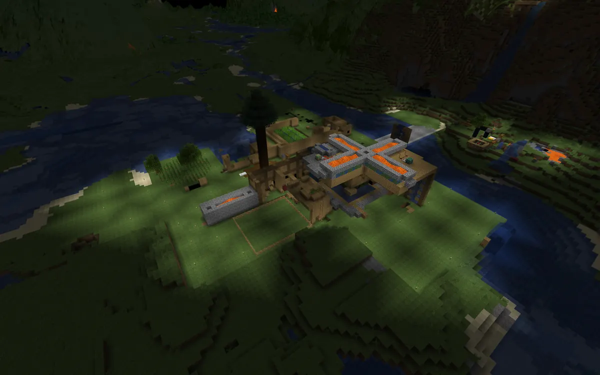 BlueMap night render of the riverside base